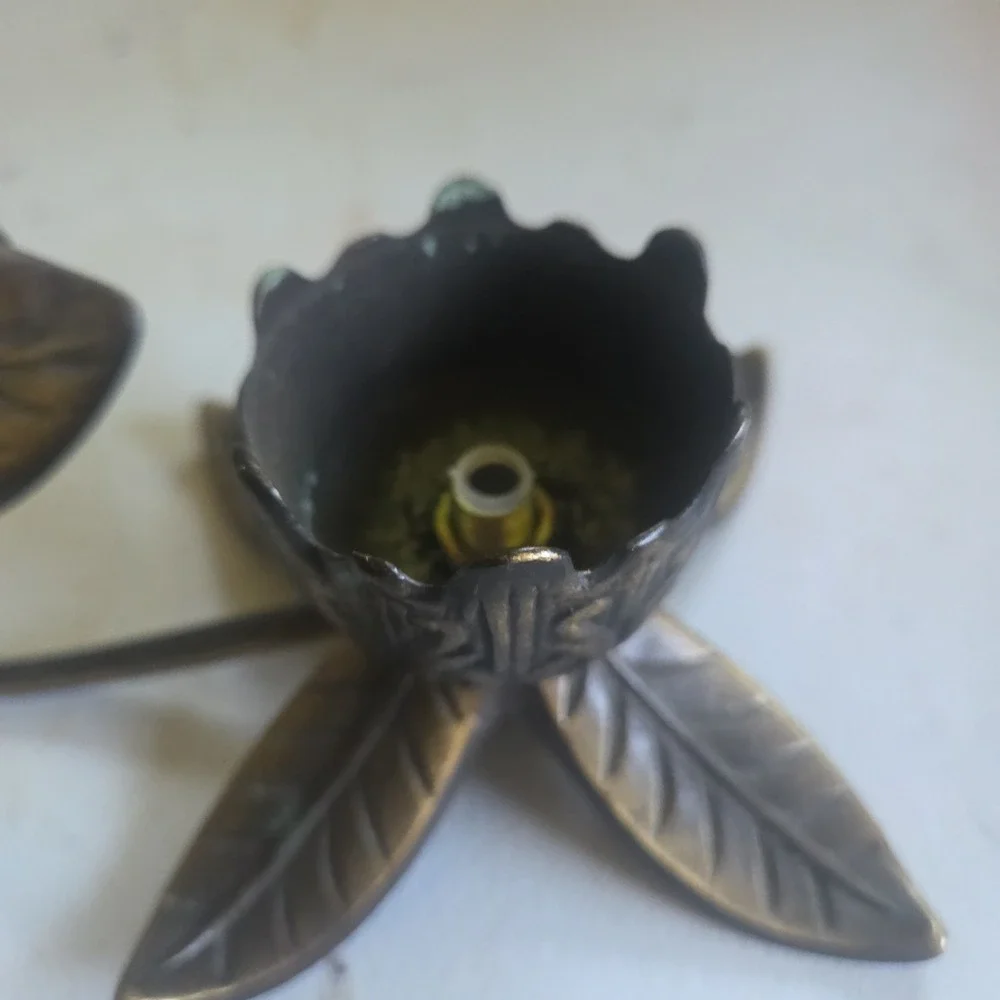 Vintage Andrea by Sadek Brass Hummingbird Flower Lamp Night Light BASE ONLY